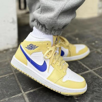 耐克（NIKE）休闲鞋女鞋2024春季运动鞋Air Jordan 1 AJ1中帮篮球鞋 BQ6472-701黄白 39