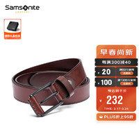 Samsonite 新秀丽 皮带Samsonite男士休闲商务腰带男式裤带男款针扣皮带 深棕色 NQ1