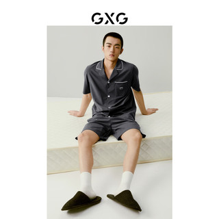 GXG棉质明线男士家居服短袖短裤睡衣套装2024夏季 深灰色 170/M