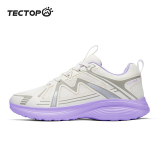 探拓（TECTOP）跑步鞋男款轻便透气跑鞋网面运动男鞋徒步鞋 女款米白/沉静紫 39