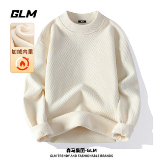 GLM 森马集团品牌GLM条纹毛衣男秋冬季百搭加绒加厚保暖针织衫