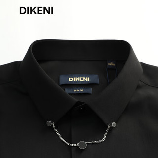 迪柯尼（DIKENI）品牌男装2024春时尚商务宴会易打理黑色长袖正装衬衫 黑色 38/84A
