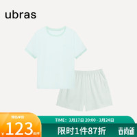 Ubras 水果系列套头短袖短裤家居服套装情侣女士睡衣女款-冰蓝绿 L