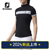 FootJoy高尔夫服装女装FJ春夏女士短袖套头衫运动舒适透气短袖T恤 81944-黑/灰 L