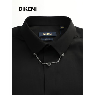 迪柯尼（DIKENI）品牌男装2024春时尚商务宴会易打理黑色长袖正装衬衫 黑色 41/96A