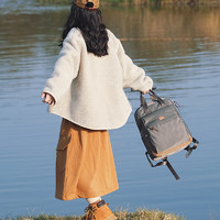 莱夫 大容量轻便双肩包女户外旅行背包上班通勤帆布14寸电脑包书包