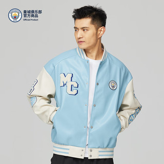 聚星动力曼城俱乐部商品 | 蓝白棒球服拼色外套刺绣百搭时尚潮流秋冬 天蓝色 2XL180-200斤