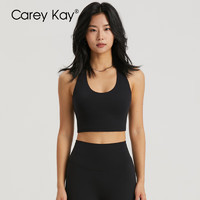 Carey Kay运动背心女裸感挂脖速干瑜伽服上衣带胸垫一体式运动内衣服 黑色 10