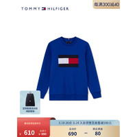 TOMMY HILFIGER24春季童装男简约休闲旗标刺绣圆领套头卫衣TH2412010 蓝色432 5/110cm