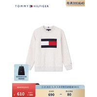 TOMMY HILFIGER24春季童装男简约休闲旗标刺绣圆领套头卫衣TH2412010 灰色B10 M/150cm