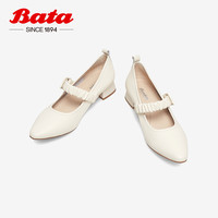 Bata 拔佳 浅口单鞋女2023春季新款百搭牛皮通勤软底玛丽珍鞋AQW03AQ3