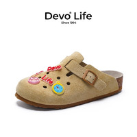 春焕新、PLUS会员：Devo 的沃 女士夏季透气软木鞋  22002 浅米黄反绒皮