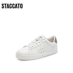 STACCATO 思加图 2024春季新款时尚板鞋小白鞋休闲鞋平底系带女鞋EU407AM4