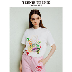 TEENIE WEENIE TeenieWeenie小熊短袖T恤白色上衣宽松多巴胺设计感休闲时尚女士