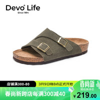 Devo 的沃 Life的沃软木拖鞋一字凉鞋