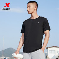 XTEP 特步 运动T恤男速干短袖夏季新款男士圆领上衣跑步健身半袖 0132正黑色 XL