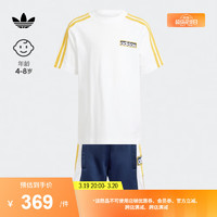 adidas 阿迪达斯 亲子款运动短袖套装男小童阿迪达斯三叶草IN2108 深靛蓝 128CM