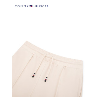 TOMMY HILFIGER24春季童装女纯棉徽章刺绣抽绳阔腿针织长裤TH2412085 米白色214 L/160cm