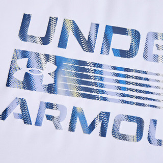 安德玛（Under Armour）童装2024年夏季男大童短袖T恤吸湿快干百搭儿童上衣潮T 白色 140cm