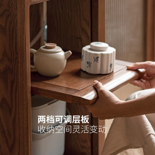 源氏木语实木移动茶水柜烧水壶一体边几置物架家用客厅沙发侧边柜 0.78米茶水柜(不带茶盘)