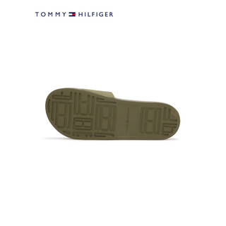 TOMMY HILFIGER 24春季男装简约字母休闲泳池家居一字凉拖鞋FM0FM05022 灰绿色MSD 42