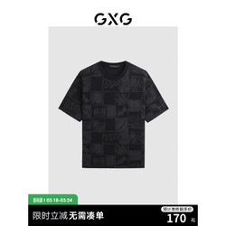 GXG 男装 2024年夏季双色休闲潮流满印圆领短袖t恤男 黑色 180/XL