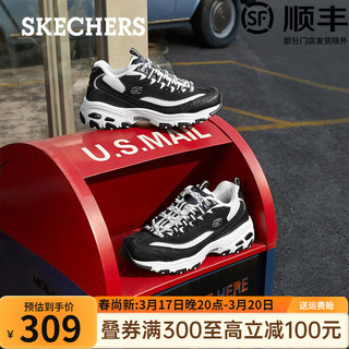 SKECHERS 斯凯奇 D'lites 女子休闲运动鞋 66666078/BKGY 黑白 36