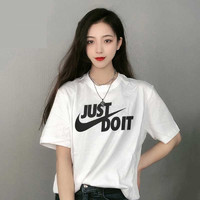 NIKE 耐克 t恤衫女士纯色情侣短袖休闲运动服官方正品男子纯棉T恤