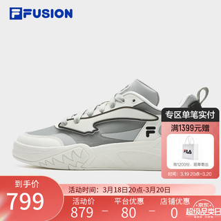 FILA FUSION斐乐潮牌DESPERADO LOW复古篮球鞋男2024夏运动鞋 苔藓灰/奶白-GA 39