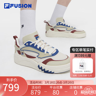 FILA FUSION斐乐潮牌DESPERADO LOW复古篮球鞋男2024夏运动鞋 奶白/烧砖红-GF 39