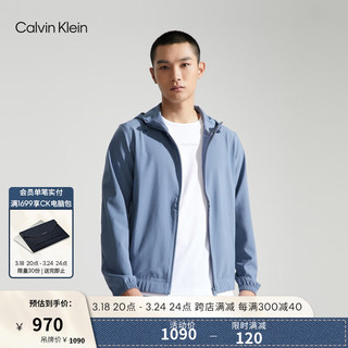 Calvin Klein【速干】运动24春夏男撞色织带跑步训练服连帽运动外套4MS4O525 420-晚波蓝 S