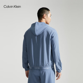 Calvin Klein【速干】运动24春夏男撞色织带跑步训练服连帽运动外套4MS4O525 420-晚波蓝 S