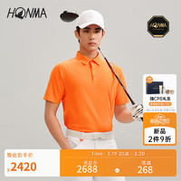 HONMA【高端专业高尔夫】专业短袖polo衫2024春季吸湿排汗HMKC707 橘红 XL