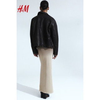 H&M2024春季女装修身吊带无袖罗纹长款连衣裙1224416 深灰色 170/116A XL