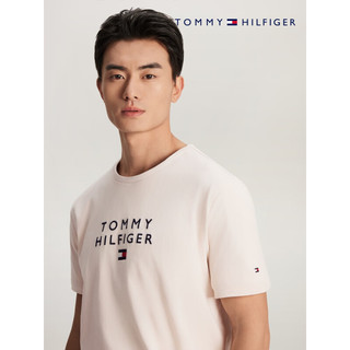 TOMMY HILFIGER【休闲百搭】24春夏男装纯棉刺绣合身打底短袖T恤02801 米白色AF4 M （：135-150斤）