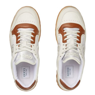 古驰（GUCCI）MAC80男士白配棕色皮革运动鞋 白色/棕色 英码11.5