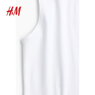 H&M 女装背心吊带2024春季时尚舒适简约修身罗纹背心1209456 白色 155/80A