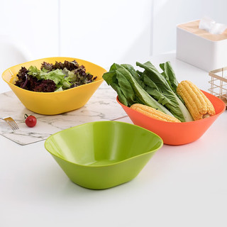 茶花（CHAHUA）沙拉碗多功能餐具塑料盘实用洗菜盘蔬菜水果糖果盘 黄色1个【方形】