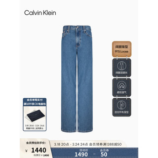 Calvin Klein Jeans24春夏女士街头复古纯棉蓝色水洗宽松牛仔裤40WK819 NA6-牛仔浅蓝 29