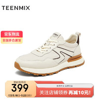 TEENMIX 天美意 男鞋商场同款阿甘鞋休闲鞋3NK01AM4 白色 41