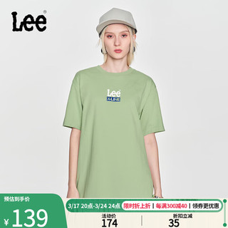 Lee 24春夏舒适版型撞色字母印花圆领男短袖T恤潮LUT0055314LE 绿色（尺码偏大，拍小一码） L