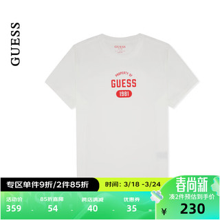 GUESS 盖尔斯 24年春季男士美式百搭纯色数字字母短袖T恤-M4PI82K2Q40 F7IM-白色 XS