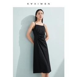 KAXIWEN 佧茜文 气质开衩吊带裙女2024年夏季女装简约时尚中长款连衣裙子女