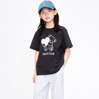 little MO&Co.5A抑菌 little moco童装24春女童纯棉短袖印花T恤KBD1TEET14 深灰色  120/60