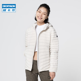 迪卡侬（DECATHLON）户外轻薄运动羽绒服保暖短款男女连帽滑雪内胆 米白色 XL(男180/女170宽松)