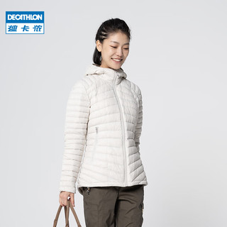 迪卡侬（DECATHLON）户外轻薄运动羽绒服保暖短款男女连帽滑雪内胆 月岩灰 XS(女165修身)