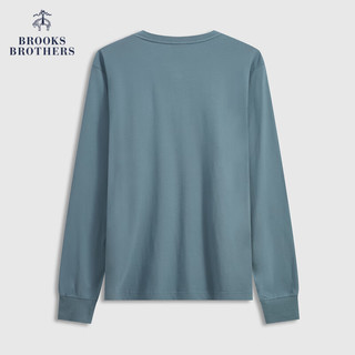 布克兄弟（BrooksBrothers）男士春秋简约纯色棉质亨利领薄款长袖T恤 0007-灰蓝色 XL