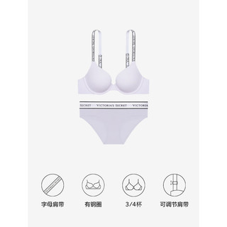 维多利亚的秘密（Victoria's Secret）  经典logo字母聚拢文胸女有钢圈胸罩内裤套装 24AJ浅紫色-聚拢1458 34B+S