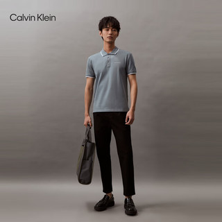 Calvin Klein Jeans24春夏男士商务通勤字母撞色镶边短袖POLO衫J326120 PN6-雾霾蓝 S