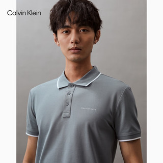 Calvin Klein Jeans24春夏男士商务通勤字母撞色镶边短袖POLO衫J326120 PN6-雾霾蓝 S